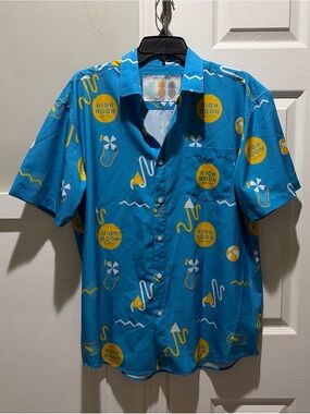 Men's Tropical Bros High Noon Pool Hawaiian Button Up Shirt Size Large